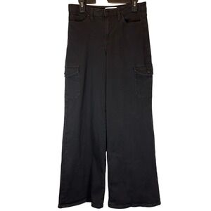 YMI Jeans High Rise Skater Wide Leg Baggy Cargo Pants Black Denim Size 9 29